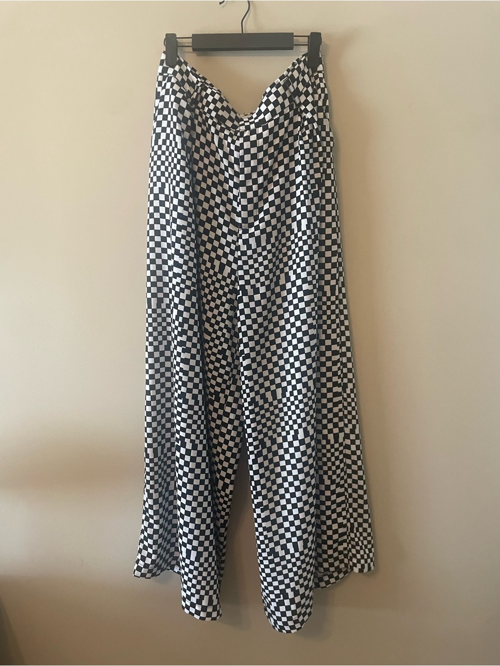 Tronjori Black & White Checkerboard Wide Leg Pants